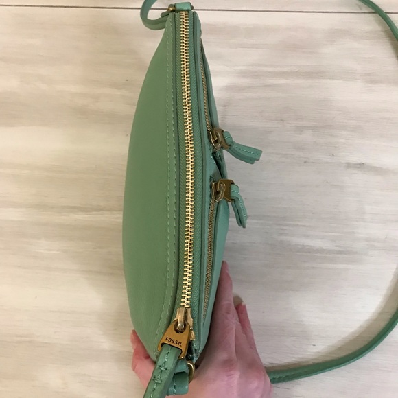 Fossil Elise Leather Crossbody Purse, Mint Green - Picture 6 of 12